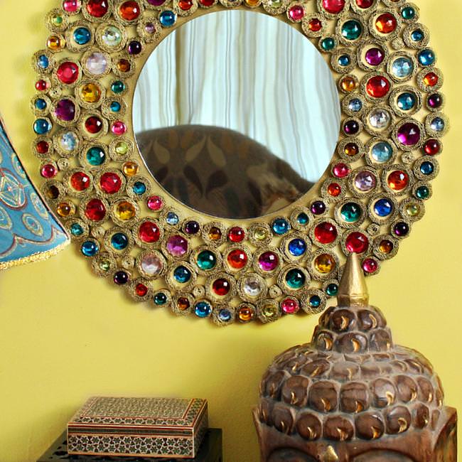 DIY ejeweled Boho Cardboard Mirror Tutorial Video